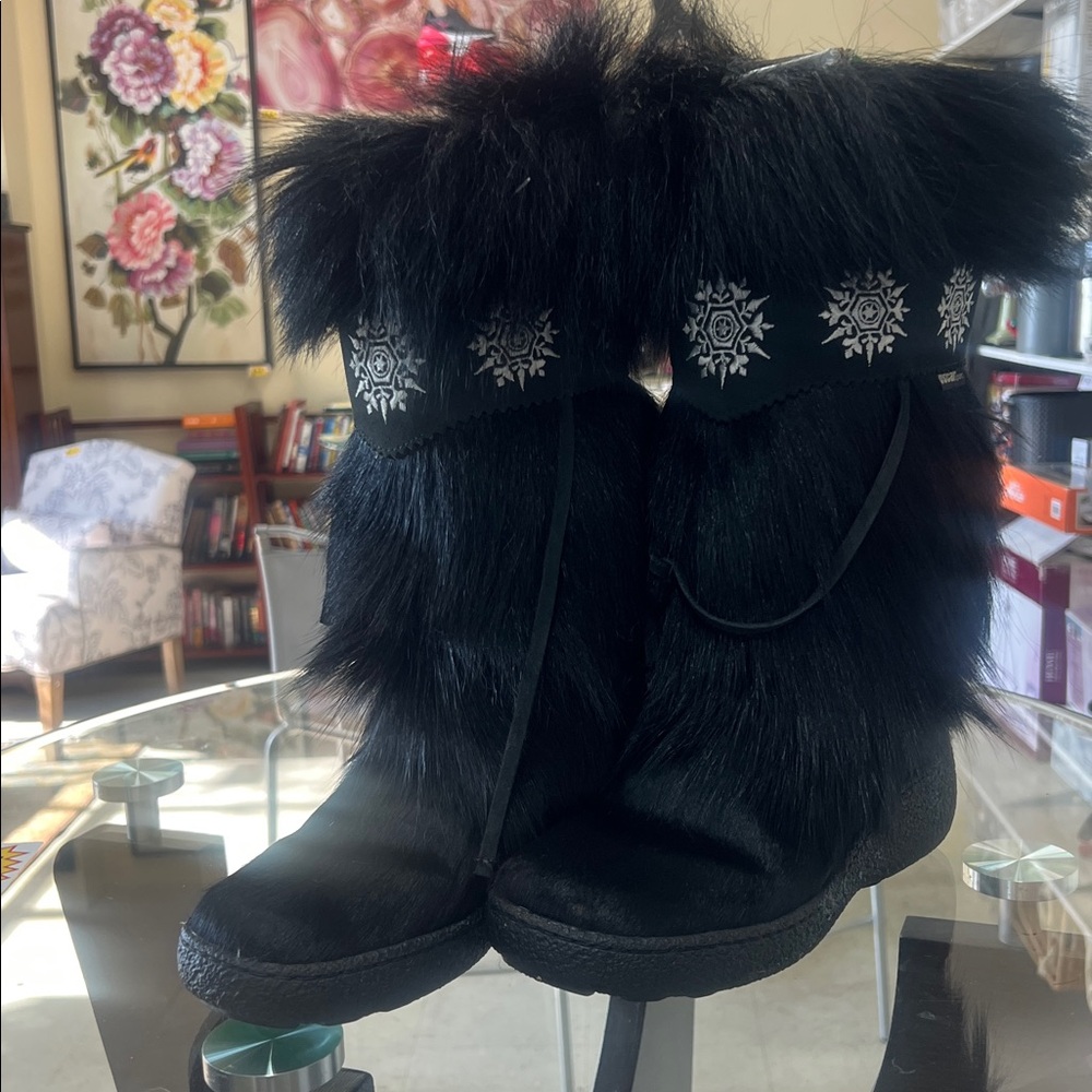Oscar Sport Black Fur Snow Boots